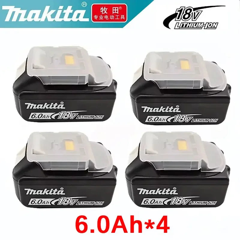 Makita 18V 6.0Ah batteries 4-pack, black/gray front view