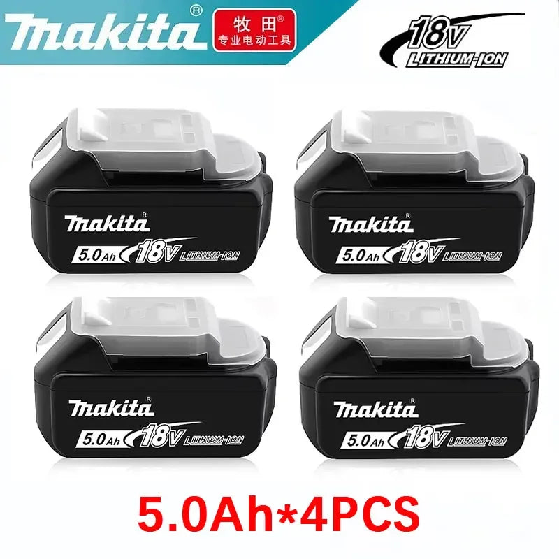 Makita 18V 5.0Ah replacement battery packaging, black packs side view