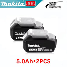 Makita two-battery pack packaging, black and gray highlighting 5.0Ah