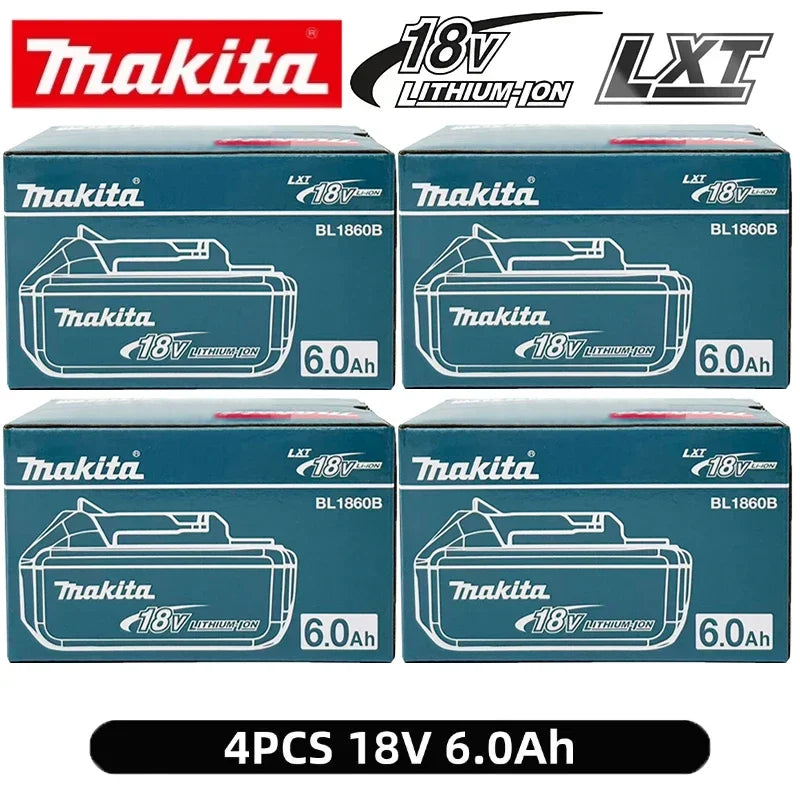 Makita 18V battery pack with four 4.0Ah batteries in blue packaging