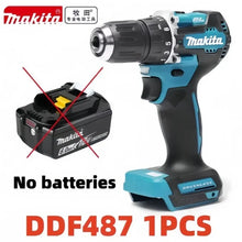 Makita drill detail with 6.0Ah 18V battery, black and blue
