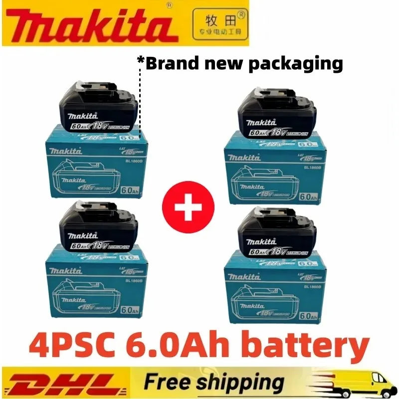 Makita 6.0Ah 18V battery four-pack packaging, new red and black