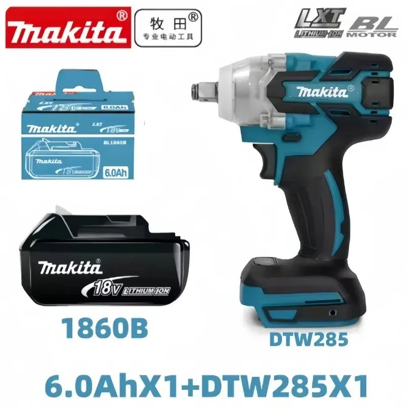 Makita impact driver with 6.0Ah 18V battery, lifestyle shot