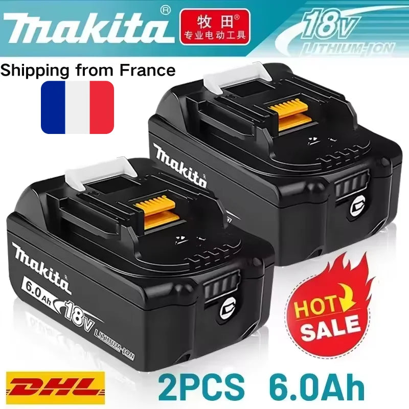 Makita 18V BL1820B battery packaging, black and yellow front view