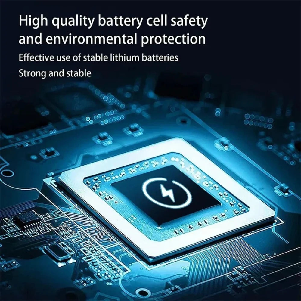 Makita battery safety features close-up, blue and white design