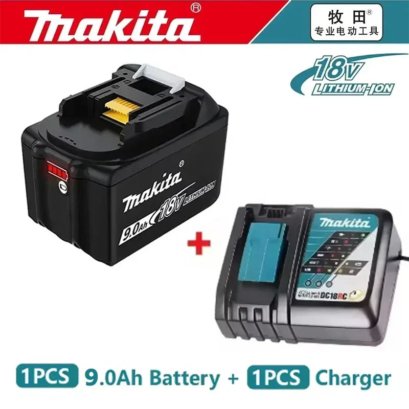 Makita 9.0Ah battery two-pack packaging, black and blue