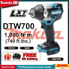 Makita DTW700 packaging front view, blue and black with 1,000 N·m torque