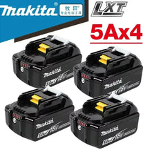 Makita 18V 5Ah battery packaging, black and yellow set box