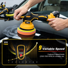 Hecus electric car polisher lifestyle use, 9-speed control in action