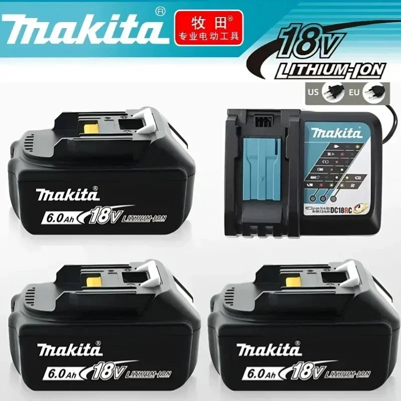Makita BL1860 packaging, black and blue set with charger