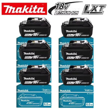 Makita 18V 6Ah battery packaging, black and blue packs in box
