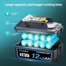 VIEDAKES 18V 12.0Ah battery pack durability detail, black and blue interior view
