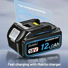 VIEDAKES 18V 12.0Ah battery pack detail, black and blue, fast charging