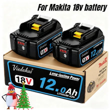 VIEDAKES 18V 12.0Ah battery pack packaging, black and blue, two-pack view