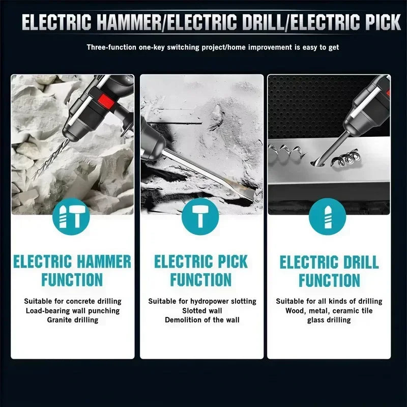 Makita DHR242 kit packaging shot, blue and black case with included tools