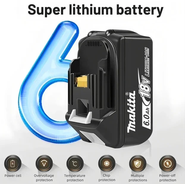 Makita 18V 5.0Ah battery set packaging, black and red, two batteries
