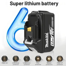 Makita 18V 5.0Ah battery set packaging, black and red, two batteries