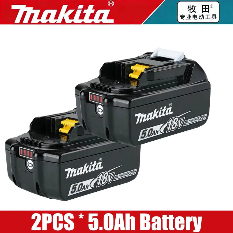 Makita battery pack packaging, black with two 5.0Ah batteries