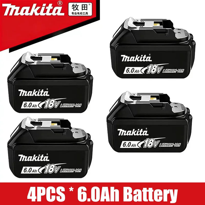 Makita battery pack packaging, black and yellow 4PCS 6.0Ah set