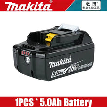 Makita 18V 5.0Ah battery pack in black packaging