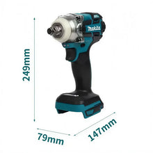 Makita DTW285 close-up with LED light, blue and black cordless