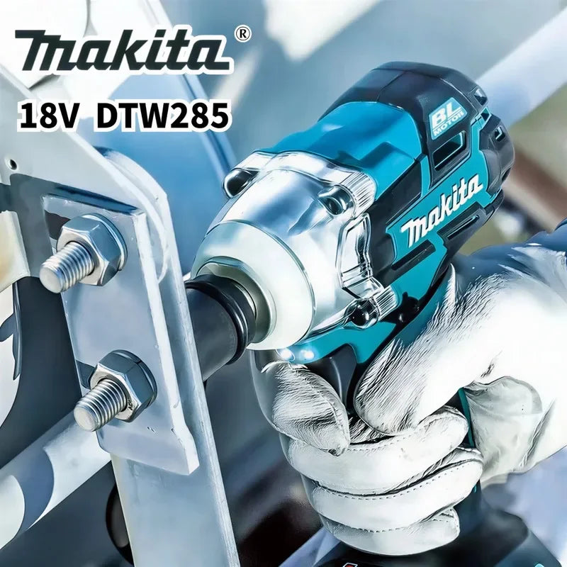 Makita DTW285 studio detail, compact cordless impact wrench with LED