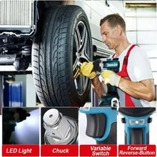 Makita DTW700 lifestyle use, cordless impact wrench working on tire