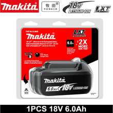 Makita 18V single battery packaging, red black and white branding