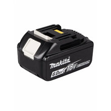 Makita 18V 6000mAh battery front view, compact black and yellow LED