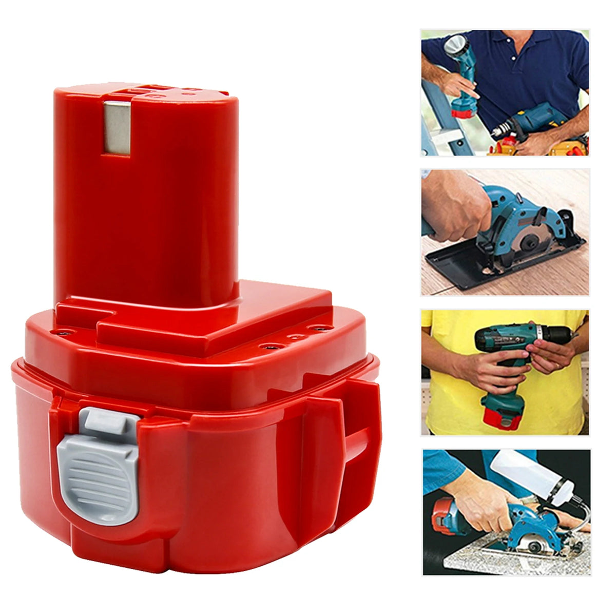 Compact red 12V 4000mAh NI-MH battery detail on white