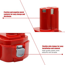 Red 12V 4000mAh NI-MH battery lifestyle with tools in background