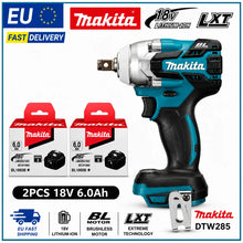 Makita DTW285 packaging, blue and black with brushless impact wrench