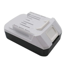 Makita 18V Li-ion battery front view, black and white body