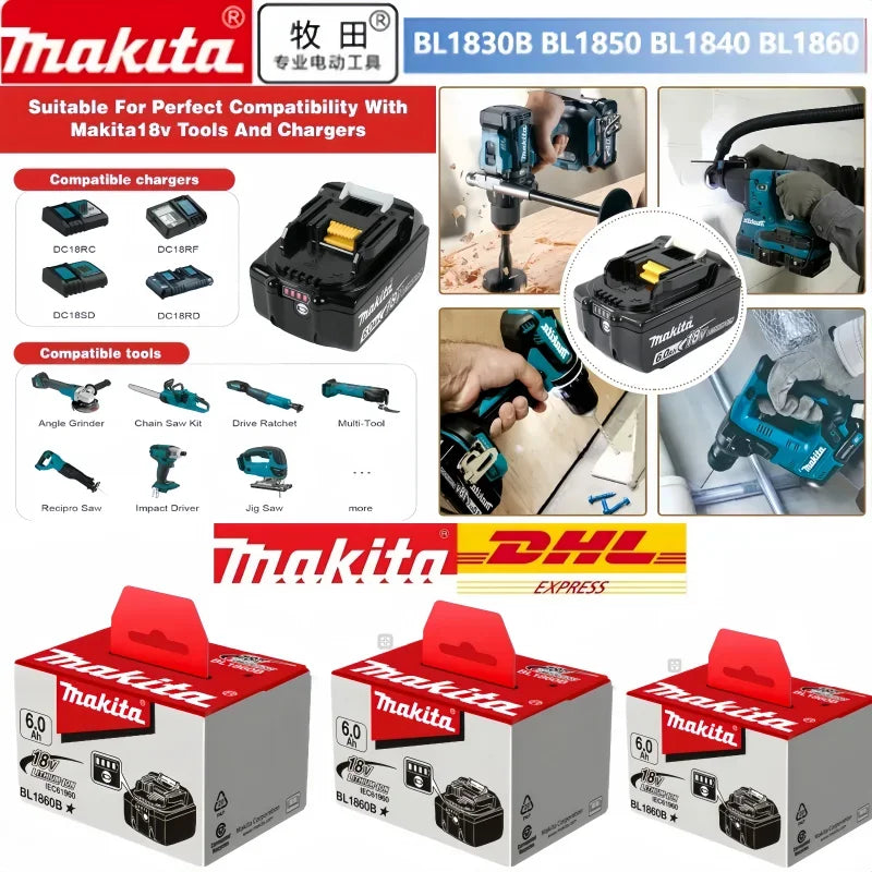 Makita BL1860 tool accessories packaging, compact branded items