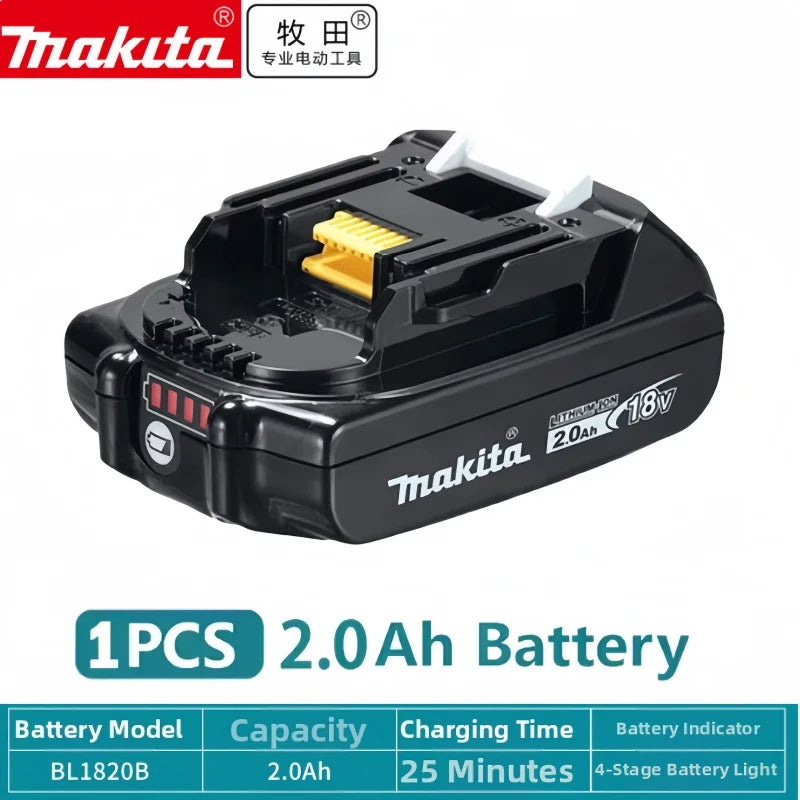 Makita BL1860 6Ah battery front view in black and yellow