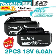 Makita battery pack packaging with 18V 6.0Ah lithium-ion and LED indicator