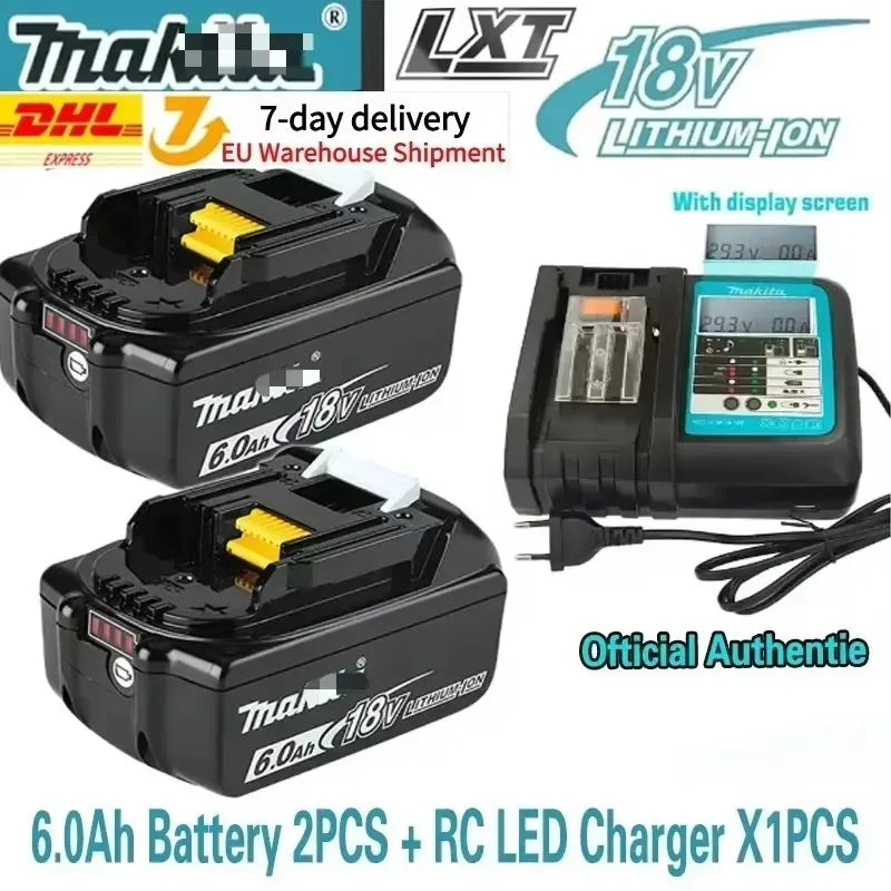 Makita rechargeable battery pack with RC USB charger, black and blue packaging