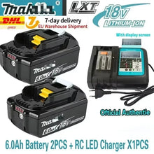 Makita rechargeable battery pack with RC USB charger, black and blue packaging