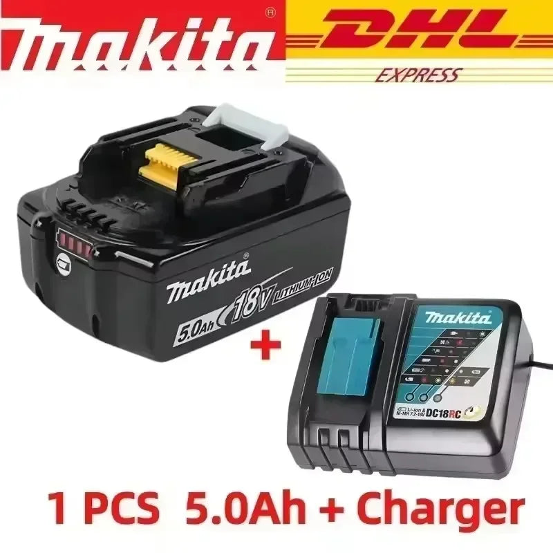 Makita battery and charger set, 6.0Ah battery with charger in black and blue
