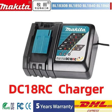 Makita 18V 6.0Ah battery front view, black case with LED indicator