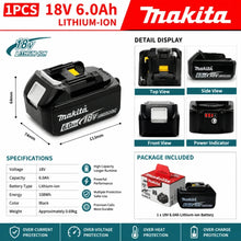 Makita 18V battery detail close-up with detachable design and contacts