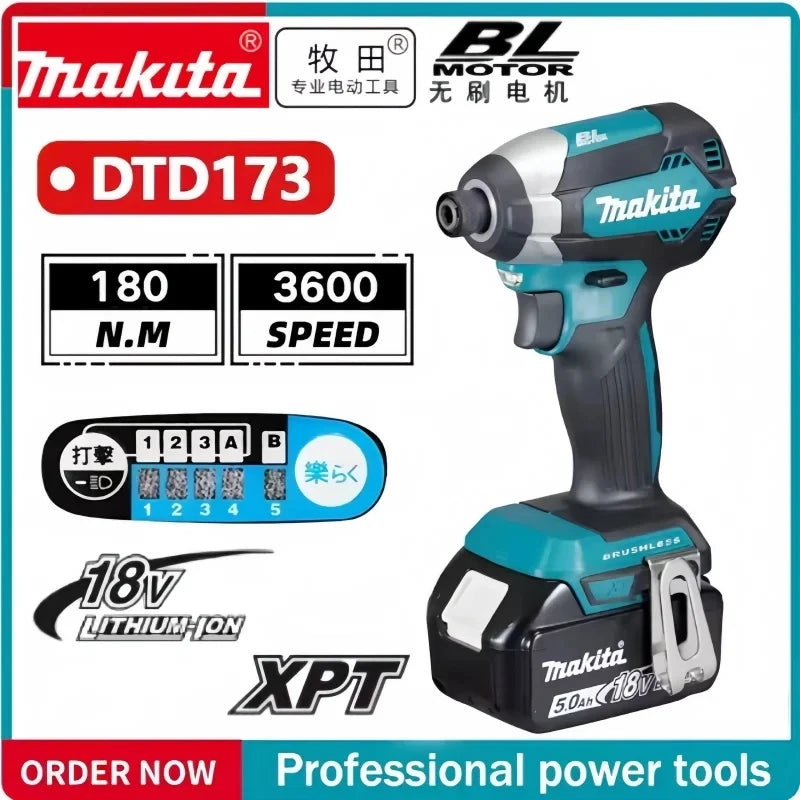Makita 18V 6Ah battery packaging with LED indicator, blue and black