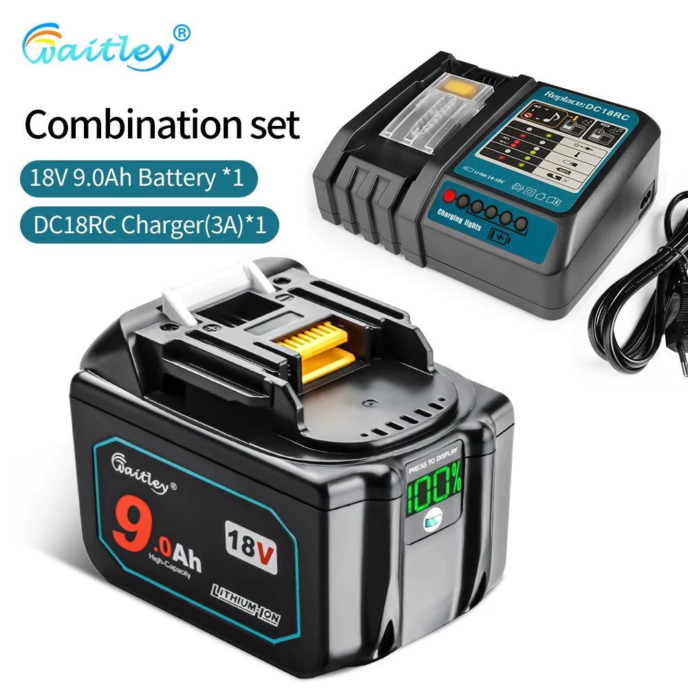 Waitley 18V battery and charger black and yellow with LED indicator