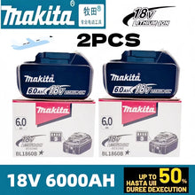 Makita 18V 6.0Ah battery packaging, blue and black with 6000Ah label