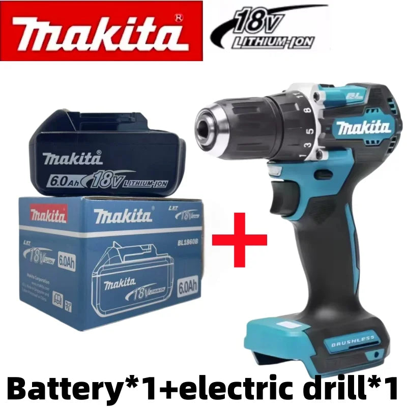 Makita 18V 6.0Ah battery packaging, blue and black with 6000Ah label