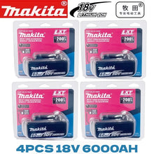 Makita 18V battery set packaging, pink and blue with 6000mAh label