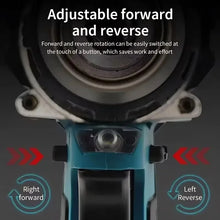 Makita DDF487 close-up of forward and reverse settings in blue and black