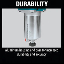 Makita DRT52 aluminum housing close-up in silver and black