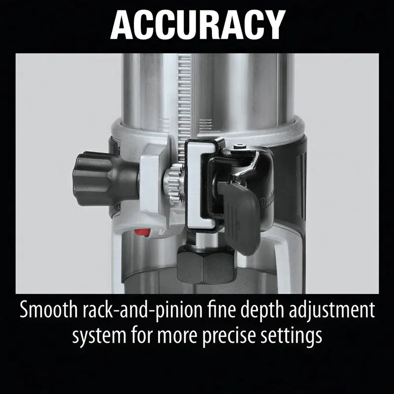 Makita DRT52 depth adjustment system close-up in black and silver