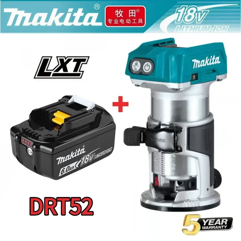 Makita DRT52 packaging in blue and black with battery included